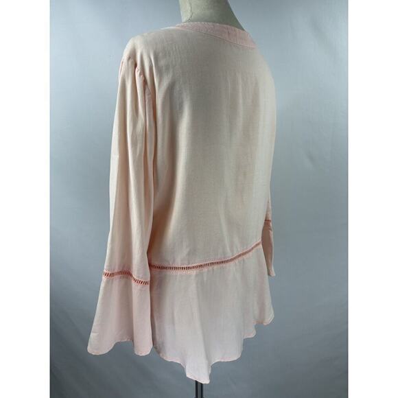 Bella Dahl Tunic Top Blouse Peach Pink Large - Picture 2 of 9